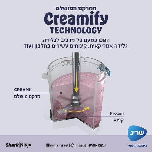 מכונת גלידה אמריקאית Ninja CREAMI SPOON & SPIN דגם NC701
