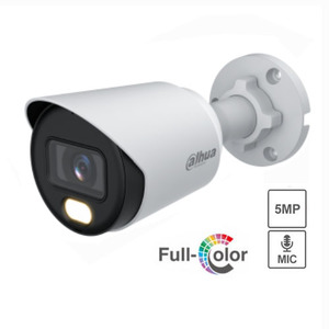 מצלמת אבטחה צינור ראיית לילה צבעונית 5.0MP Full Color עדשה 2.8 מ"מ Dahua DH-HAC-HFW1509TP-A-LED דהוא