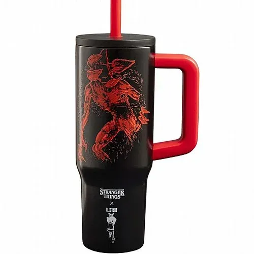 כוס תרמית גדולה עם ידית וקש Bialetti Stranger Things