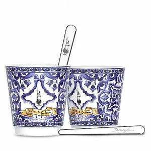 סט 2 כוסות אספרסו עם 2 כפיות ערבוב Bialetti Dolce&Gabbana Blu Mediterraneo