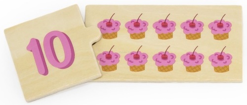 פאזל משחק התאמה 20 חלקים מעץ מלא -כמות למספר ויגה