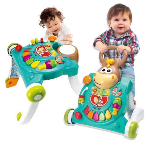 שולחן פעילות והליכון מוזיקלי 3 ב-1 אורות וצלילים - הסוסון השמח 2