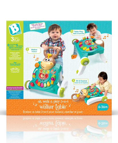 שולחן פעילות והליכון מוזיקלי 3 ב-1 אורות וצלילים - הסוסון השמח 7