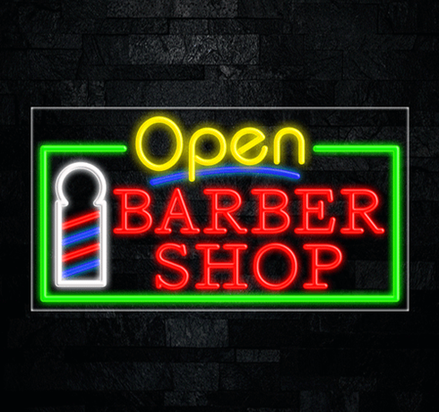שלט לד ניאון Barber Shop Open – גודל 40×80 ס