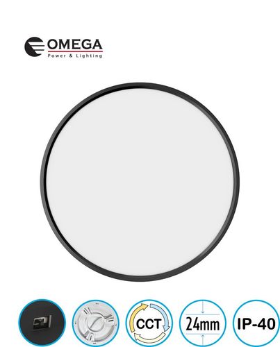 גוף תאורה ELEMENT ע.הטיח 36W שחור CCT ק.40 עגול אומגה OMEGA