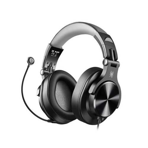 אוזניות OneOdio A71D חוטיות Over-Ear בצבע שחור עם מיקרופון בום נתיק, דרייברים 40מ
