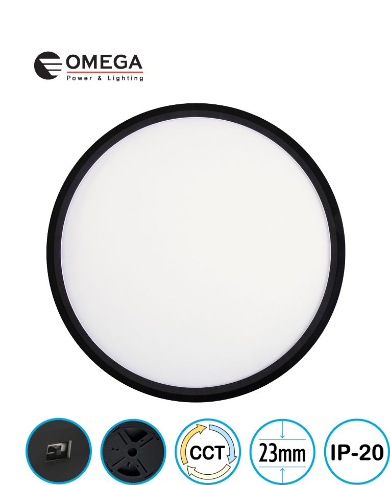 גוף תאורה ELEMENT ע.הטיח 60W שחור CCT ק.40 עגול אומגה OMEGA