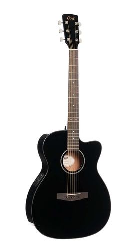 גיטרה אקוסטית מוגברת שחורה CORT 081-L60CE BK CUTAWAY Solid Top