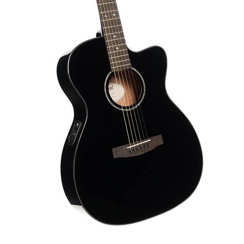 גיטרה אקוסטית מוגברת שחורה CORT 081-L60CE BK CUTAWAY Solid Top