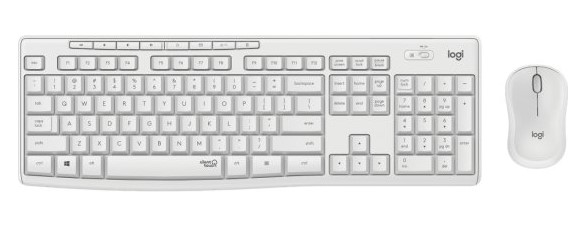 סט מקלדת ועכבר אלחוטיים Logitech Silent MK295 White