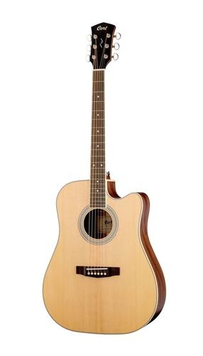 גיטרה אקוסטית מוגברת עם נרתיק CORT PURE-DCF NS Cutaway with Fishman, Sitka Spruce Top