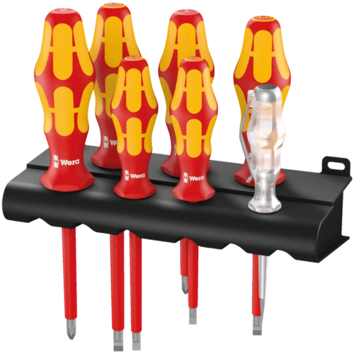 סט מברגים מבודדים 7 חלקים + בודק מתח – 160 i/7 Rack – Wera
