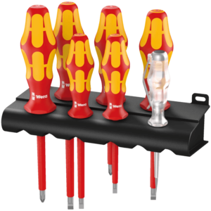 סט מברגים מבודדים 7 חלקים + בודק מתח – 160 i/7 Rack – Wera