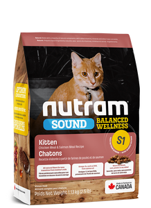 נוטרם סאונד גור עוף וסלמון מזון לחתול Nutram SOUND S1 במשקל 5.4 ק"ג
