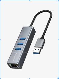 מתאם רשת USB-C ל-Gigabit RJ45 עם מפצל 3 יציאות USB 3.0 - Space Grey
