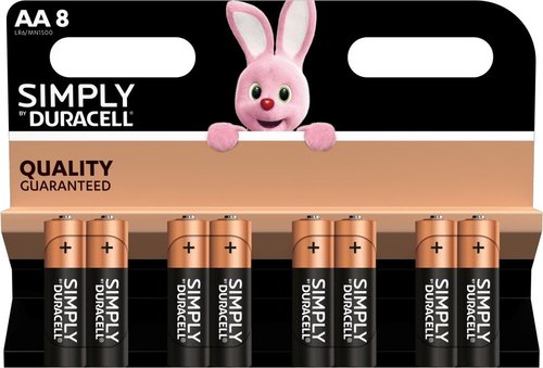 8 סוללות AA אלקליין Duracell Simply