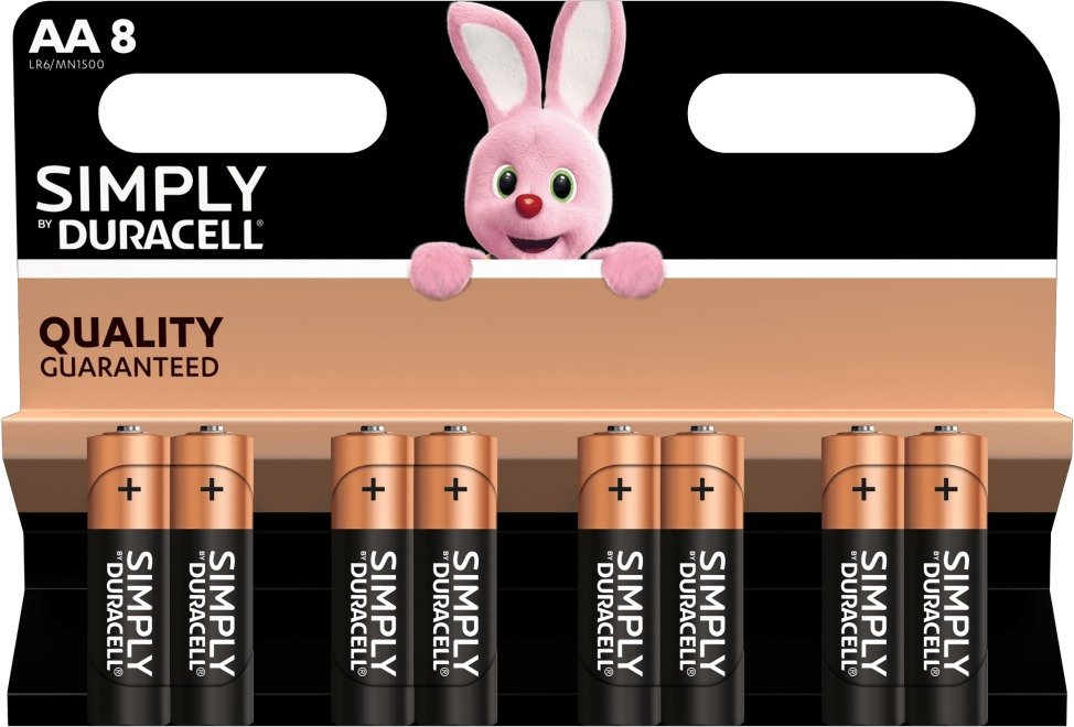 8 סוללות AA אלקליין Duracell Simply