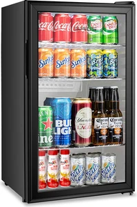 מקרר 90 ליטר ויטרינה שקופה בצבע שחור דגם SIRIUS LIVING MREF-192
