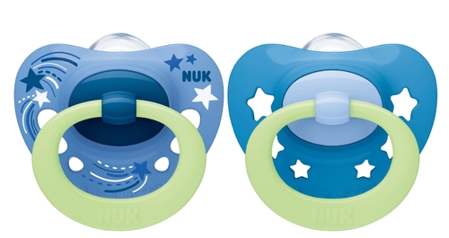  זוג מוצצי Signature Night כחול זוהר בחושך 0-6 חודשים NUK
