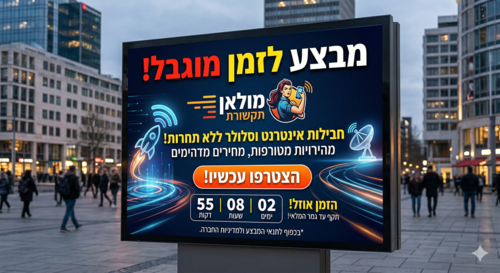 מבצע לזמן מוגבל 21.9 שח בלבד לחודש למנוי שיחות SMS וגלישה 