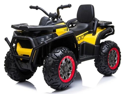 טרקטורון XMX 12V חשמלי לילדים עם גלגלי גומי EVA, שלט חכם ואורות LED קדמיים - שחור/צהוב