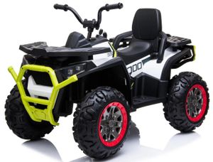 טרקטורון XMX 12V חשמלי לילדים עם גלגלי גומי EVA, שלט חכם ואורות LED קדמיים - שחור/לבן