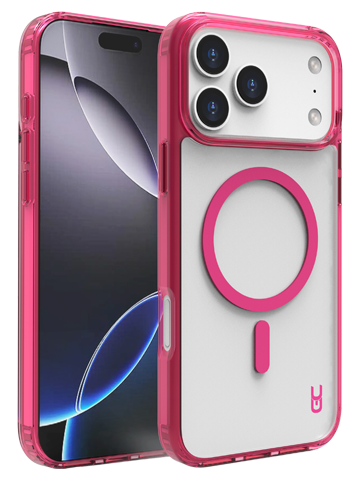 כיסוי שקוף ורוד לאייפון 17 פרו מקס עם MagSafe Grip Case Crystal