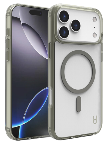 כיסוי שקוף אפור לאייפון 17 פרו מקס עם MagSafe Grip Case Crystal