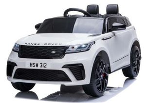 מכונית ממונעת 12V לילדים Range Rover Velar צמיגי EVA, שלט רחוק, אורות ומושב כפול - לבן
