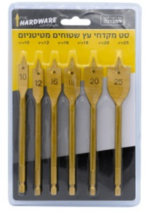 סט מקדחי עץ שטוח טיטניום 6 יח