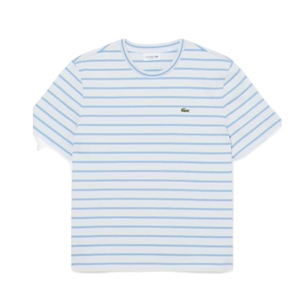 חולצה LACOSTE מידות XS-XL לנשים בדוגמת פסים תכלת