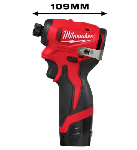 מברגת אימפקט נטענת 12V בראשלס + 2 סוללות 2AH + מטען במזוודה M12 BLIDRC-202C דגם 4933499690