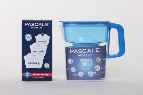 קנקן לסינון מים בנפח של 2.4 ליטר Pascale Water & Life Compact כחול + 4 פילטרים מתנה!