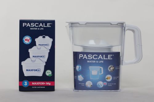 קנקן לסינון מים בנפח של 2.4 ליטר Pascale Water & Life Compact לבן + 4 פילטרים מתנה!