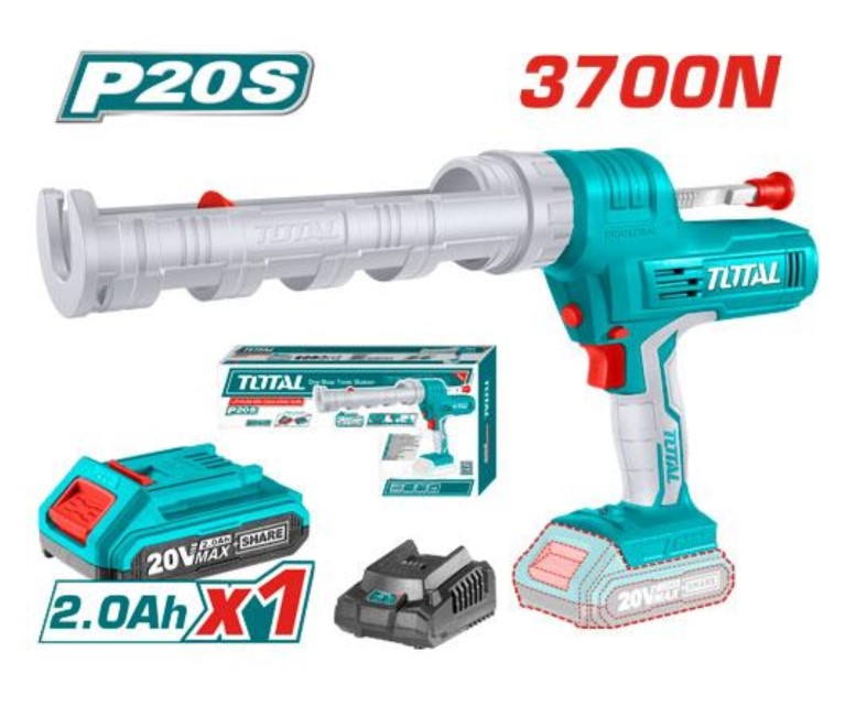 אקדח סיליקון 10″ נטען + 2 סוללות ומטען TOTAL