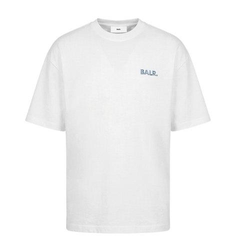 חולצה BALR מידות XS-XXL לגברים בגוון לבן עם כיתוב כחול