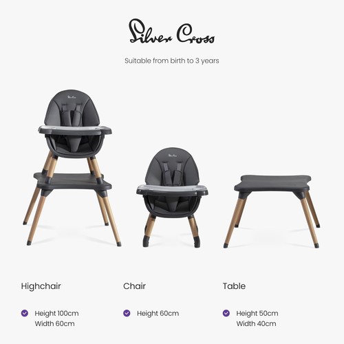 כסא אוכל סילבר קרוס  Eat&Play™ 3-in-1 Highchair