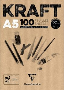 בלוק נייר קראפט 100 דף 90 ג ר Clairefontaine KRAFT A5