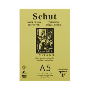 בלוק סקיצות חספוס קל 100 דף 125 גרם Clairefontaine Schut A5