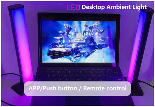 פס תאורת לדים כפול לגיימרים – LED Desktop Ambient Light (x2) כולל מיקרופון מובנה