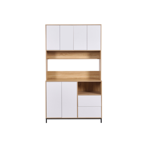 ארון שירות למטבח 120×210 עם מקום למיקרוגל דגם אוריין Orian לבן משולב עץ | מבית WOODY