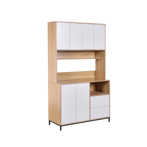 ארון שירות למטבח 120×210 עם מקום למיקרוגל דגם אוריין Orian לבן משולב עץ | מבית WOODY