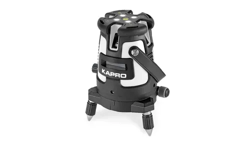 לייזר 5 קווים ירוק KAPRO 875G דגם 210099 - מכשיר פילוס מקצועי עם קרן ירוקה בהירה, כולל חצובה ומשקפי איתור לעבודות בנייה מדויקות