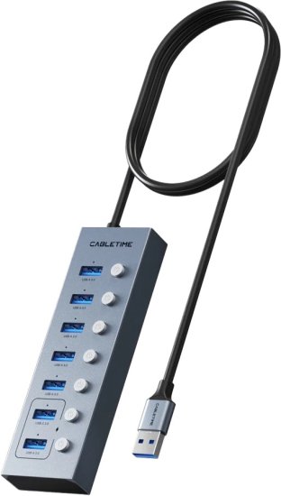 מפצל USB 3.0 איכותי CableTime 7-Port HUB