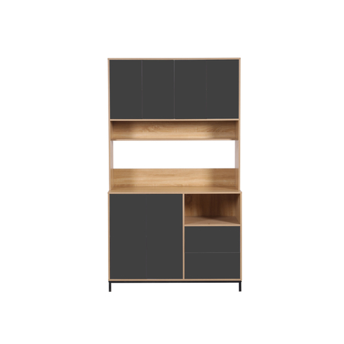ארון שירות למטבח 120×210 עם מקום למיקרוגל דגם אוריין Orian אפור משולב עץ | מבית WOODY
