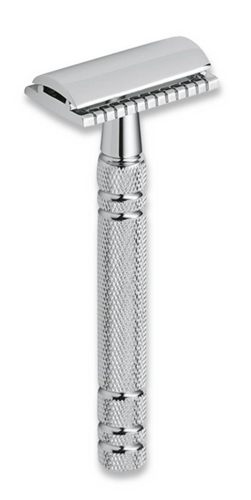 ידית תער בטיחותי Safety Razor עם נרתיק עור חום