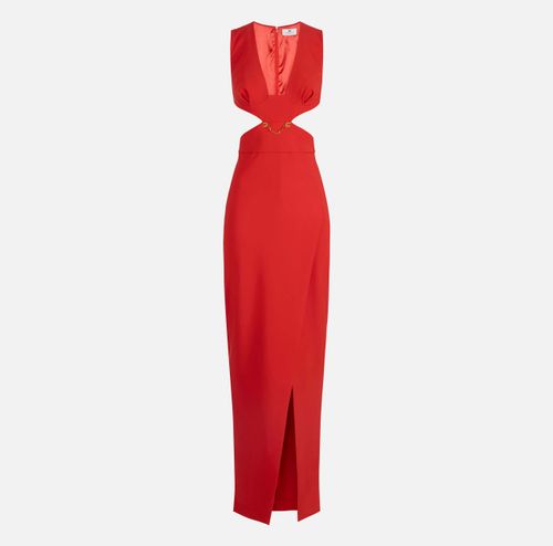 Red Carpet dress in lightweight crêpe fabric with cut-outs
