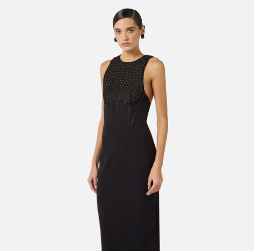 Red Carpet dress in lightweight crêpe fabric with elastic straps