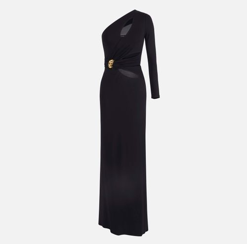 Red Carpet dress in crêpe fabric with jewel detail