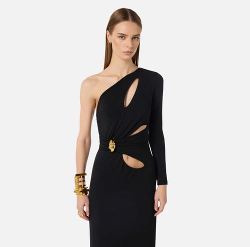 Red Carpet dress in crêpe fabric with jewel detail
